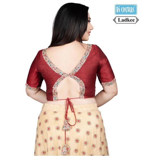 Ladkee pattern blouse cherry maroon